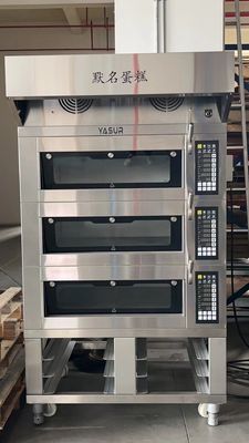 11kw 300c বাণিজ্যিক বৈদ্যুতিক ডেক ওভেন 3 ডেক 6 ট্রে ওভেন 18&quot;X26&quot; ইউএস ট্রে