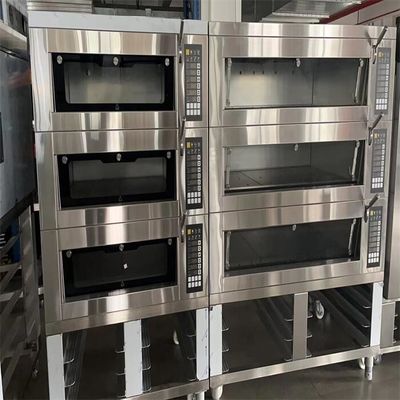 Pizzahut Dominos বেকারি ডেক ওভেন 3 ডেক 220V/380V 6&quot; 9&quot; 12&quot; গোল পিৎজা প্যানের জন্য