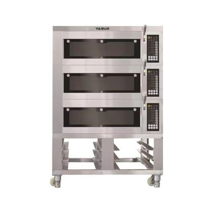 16.5kw 18x26 3 ডেক ইলেকট্রিক বেকিং ওভেন 9 ট্রে বাণিজ্যিক ডেক ওভেন বাষ্প সহ
