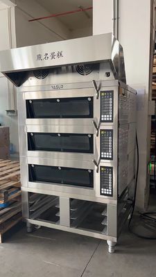 16.5kw 18x26 3 ডেক ইলেকট্রিক বেকিং ওভেন 9 ট্রে বাণিজ্যিক ডেক ওভেন বাষ্প সহ